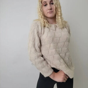 Vintage English Artisan Knit Sweater with Pearl's